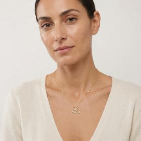 Κολιέ με Διαμάντια & Aquamarine Χρυσός Κ14 SKU-86493