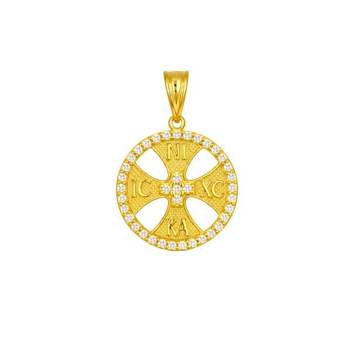 Φυλαχτό Κωνσταντινάτο Χρυσός Κ9 με Λευκά Ζιργκόν SKU-86294