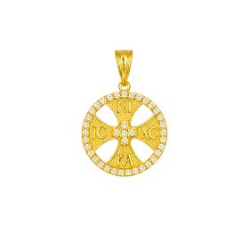 Φυλαχτό Κωνσταντινάτο Χρυσός Κ9 με Λευκά Ζιργκόν SKU-86294