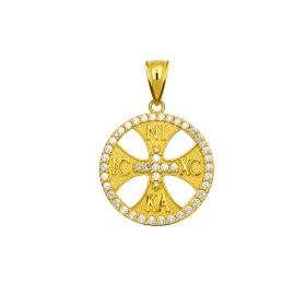 Φυλαχτό Κωνσταντινάτο Χρυσός Κ9 με Λευκά Ζιργκόν SKU-86295