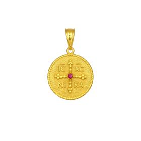 Φυλαχτό Κωνσταντινάτο Χρυσός K9 με Ροζ Ζιργκόν SKU-86298