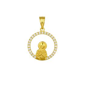 Παιδικό Φυλαχτό Παναγία Χρυσός K9 με Λευκά Ζιργκόν SKU-86299