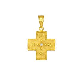 Παιδικό Φυλαχτό Κωνσταντινάτο Σταυρός Χρυσός Κ9 με Λευκό Ζιργκόν SKU-86300