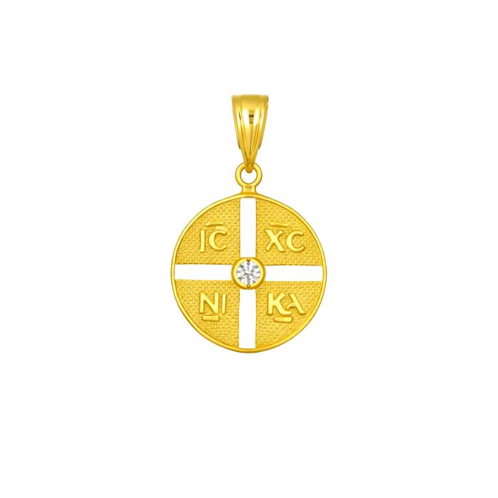 Φυλαχτό Κωνσταντινάτο Χρυσός Κ9 με Λευκό Ζιργκόν SKU-86309