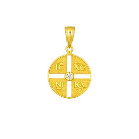 Φυλαχτό Κωνσταντινάτο Χρυσός Κ9 με Λευκό Ζιργκόν SKU-86309