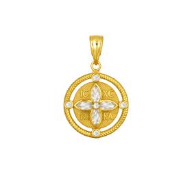 Παιδικό Φυλαχτό Κωνσταντινάτο Χρυσός Κ9 με Λευκά Ζιργκόν SKU-86315