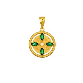 Φυλαχτό Κωνσταντινάτο με Πράσινα Ζιργκόν Χρυσός K9 SKU-86316