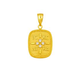 Παιδικό Φυλαχτό Κωνσταντινάτο Χρυσός Κ9 με Λευκά Ζιργκόν SKU-86323