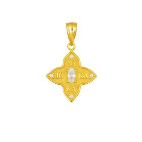 Φυλαχτό Κωνσταντινάτο Χρυσός K9 με Λευκά Ζιργκόν SKU-86324