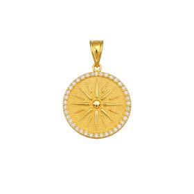 Μενταγιόν Ήλιος της Βεργίνας Χρυσός Κ9 με Λευκά Ζιργκόν SKU-86291