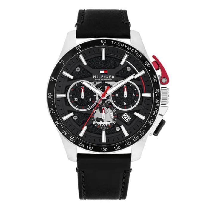 Ανδρικό Ρολόι TOMMY HILFIGER Bank με Μαύρο Δερμάτινο Λουράκι SKU-86371