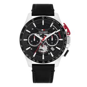 Ανδρικό Ρολόι TOMMY HILFIGER Bank με Μαύρο Δερμάτινο Λουράκι SKU-86371