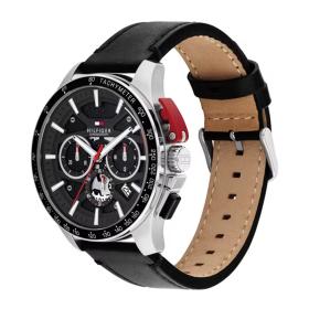 Ανδρικό Ρολόι TOMMY HILFIGER Bank με Μαύρο Δερμάτινο Λουράκι SKU-86371