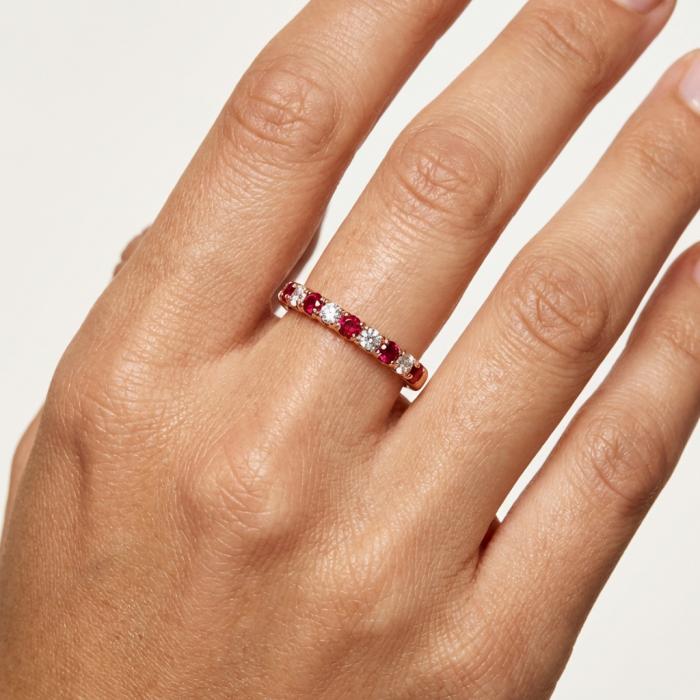 Σειρέ με Διαμάντια & Ρουμπίνια σε Ροζ Χρυσό K18 SKU-86174