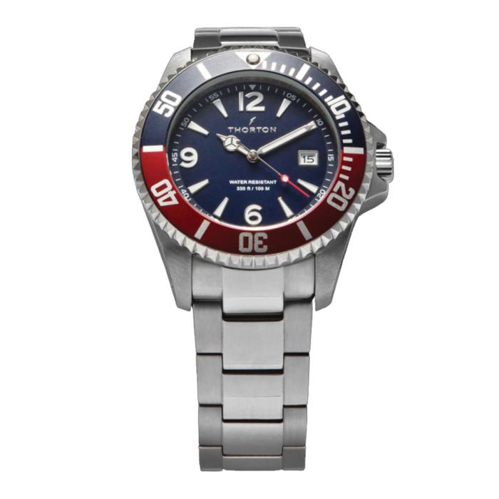 Ανδρικό Ρολόι THORTON Arkyn με Μπλέ Καντράν & Ασημί Μπρασελέ SKU-86508