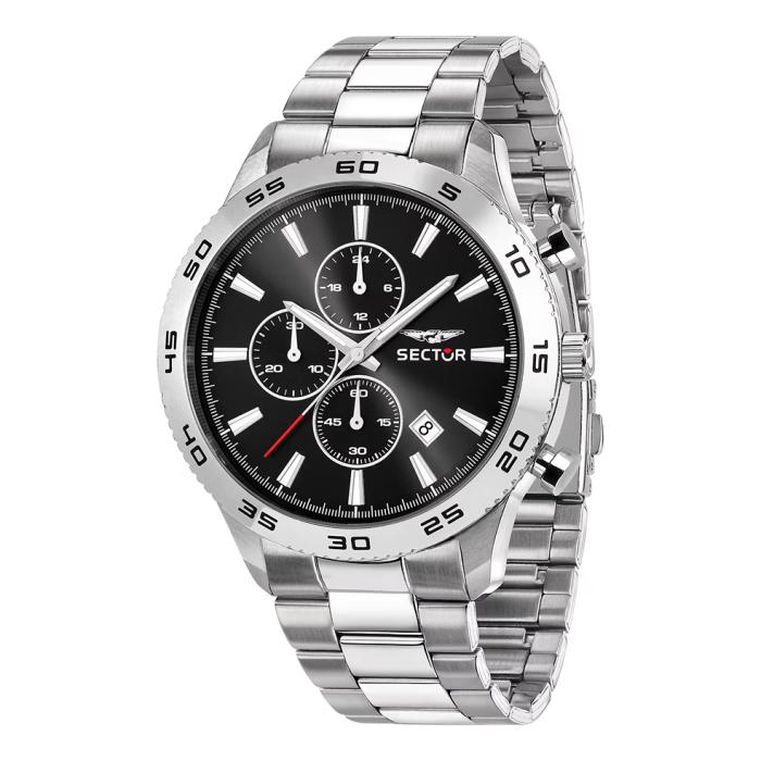 Ανδρικό Ρολόι SECTOR 270 με Μαύρο Καντράν & Ασημί Μπρασελέ SKU-86495
