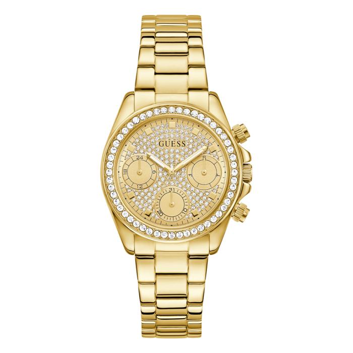 Γυναικείο Ρολόι GUESS Victoria με Χρυσό Καντράν & Κρύσταλλα SKU-86099
