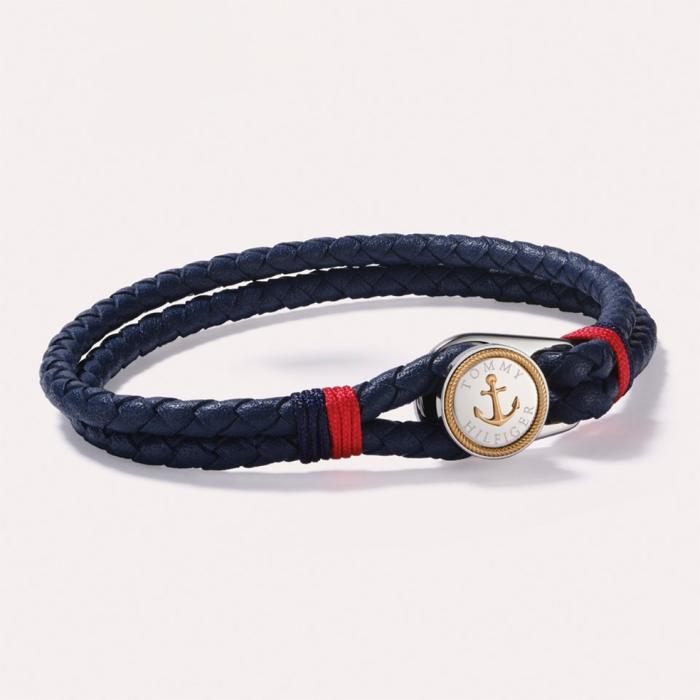 Ανδρικό Βραχιόλι Tommy Hilfiger με Μπλέ Δέρμα & Ανοξείδωτο Ατσάλι SKU-87985
