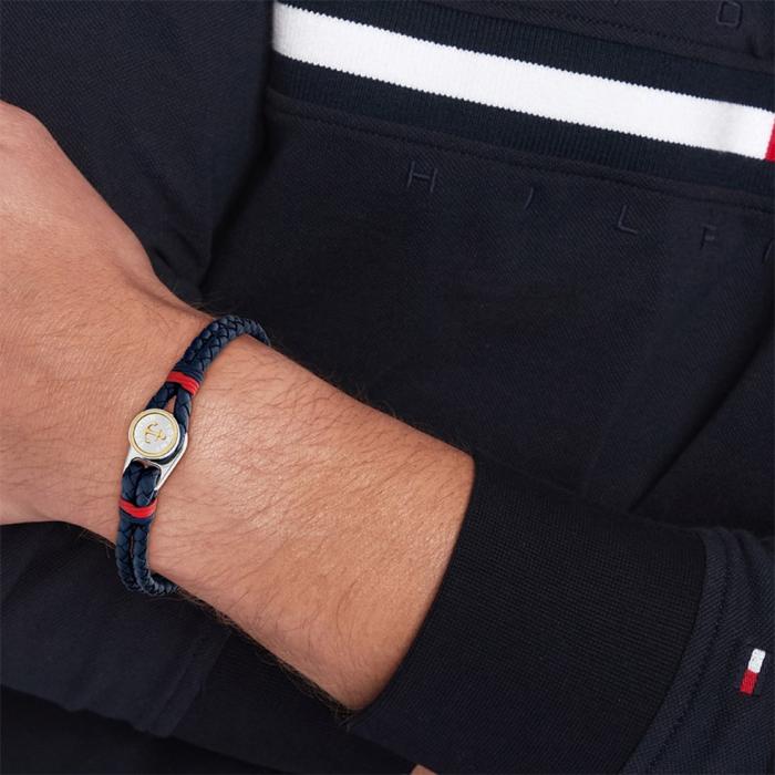 Ανδρικό Βραχιόλι Tommy Hilfiger με Μπλέ Δέρμα & Ανοξείδωτο Ατσάλι