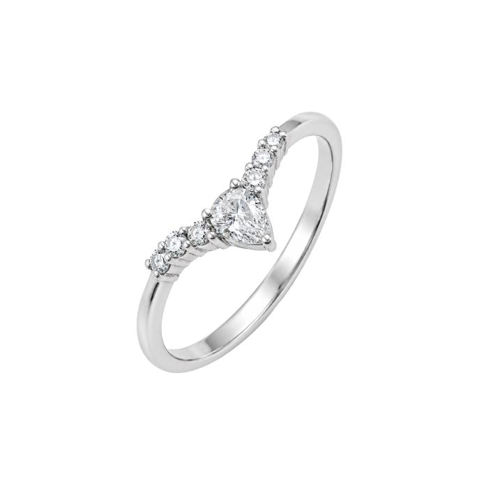 Δαχτυλίδι Σειρέ Δάκρυ με Lab Grown Diamond Λευκόχρυσος K14 SKU-87051