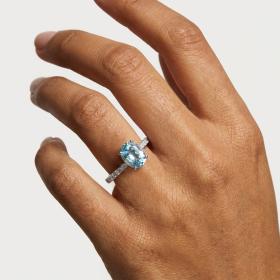 Δαχτυλίδι με Διαμάντια και Sky Blue Topaz από Λευκόχρυσο K18 SKU-87188