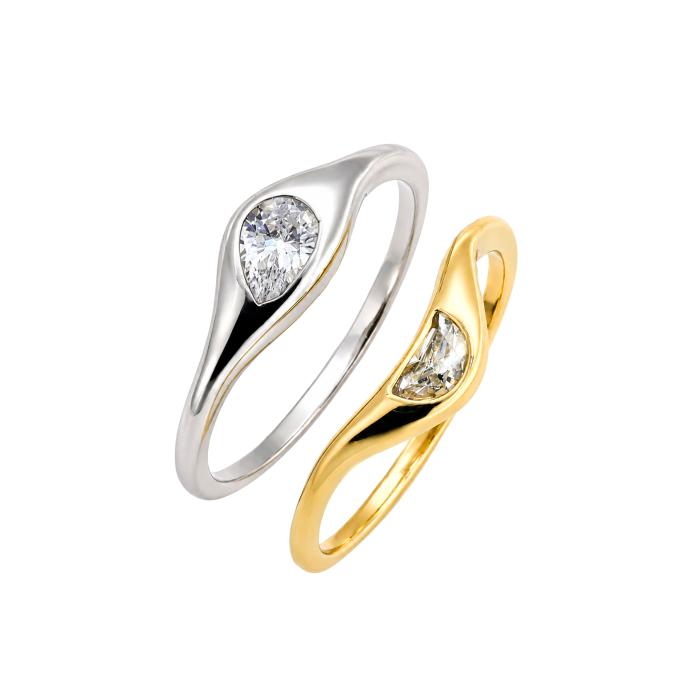 Δαχτυλίδι με Lab Grown Diamonds Λευκόχρυσος & Χρυσός Κ14 SKU-87800