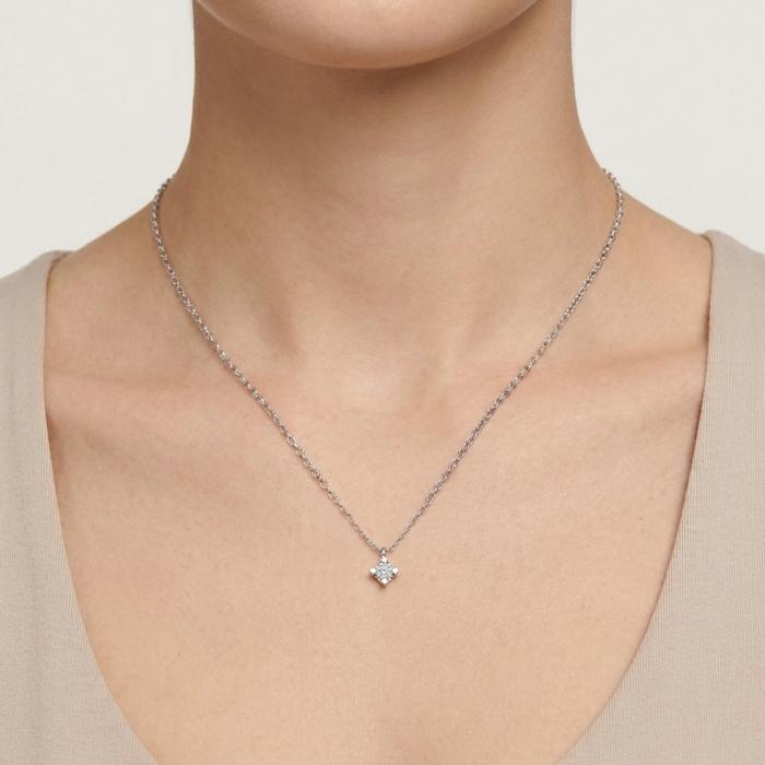 Κολιέ Μονόπετρο με Lab Grown Diamond Λευκόχρυσος K14 SKU-87035