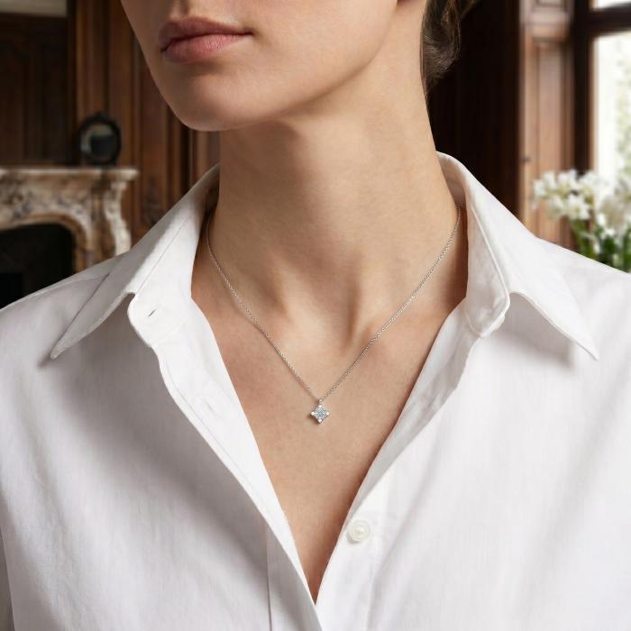 Κολιέ Μονόπετρο με Lab Grown Diamond σε Λευκόχρυσο Κ14 SKU-87034