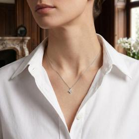 Κολιέ Μονόπετρο με Lab Grown Diamond σε Λευκόχρυσο Κ14 SKU-87034