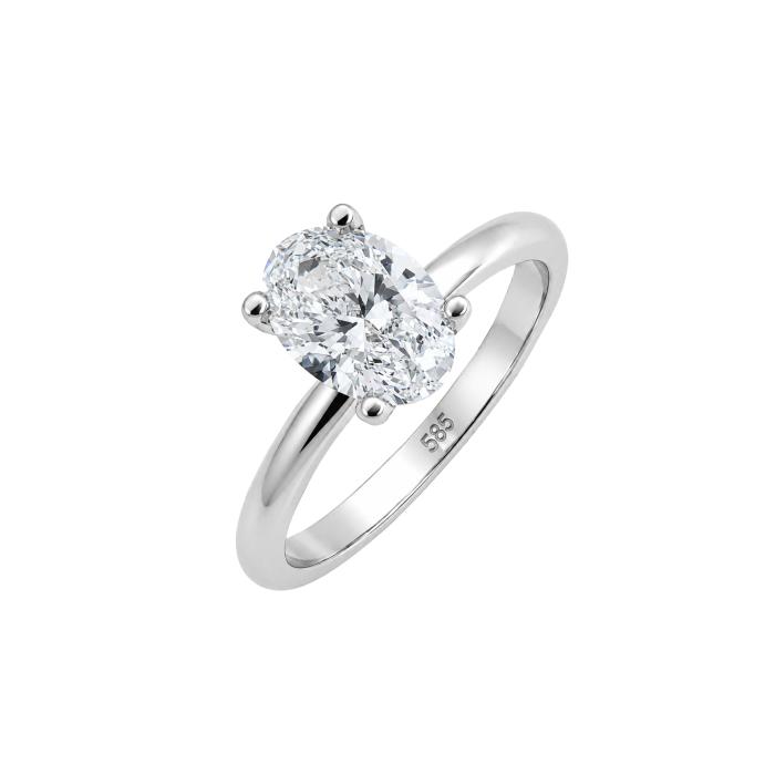 Μονόπετρο με Οβάλ Lab Grown Diamond σε Λευκόχρυσο Κ14 SKU-87864