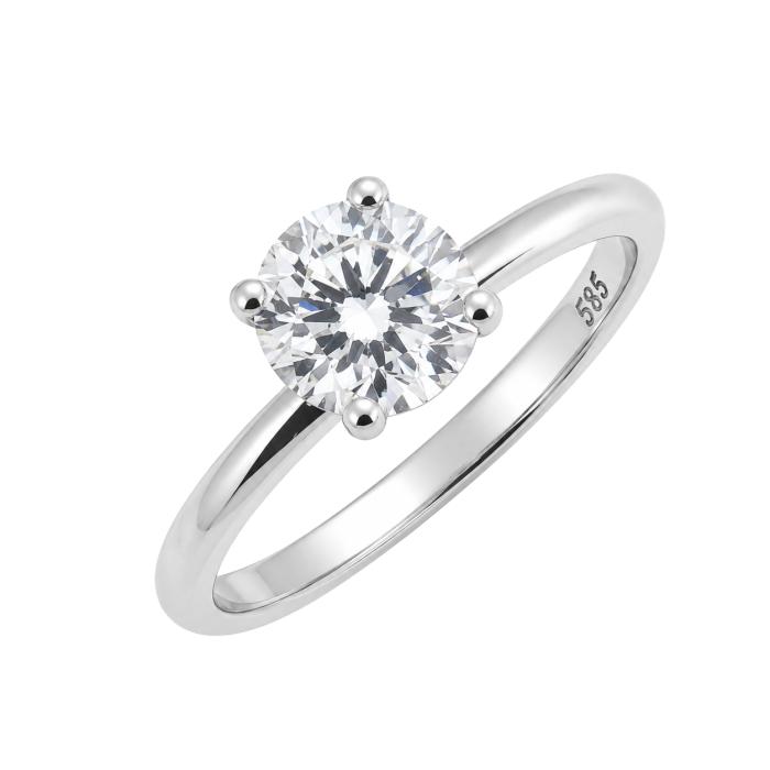 Μονόπετρο με Lab Grown Diamond Λευκόχρυσος K14 SKU-87874