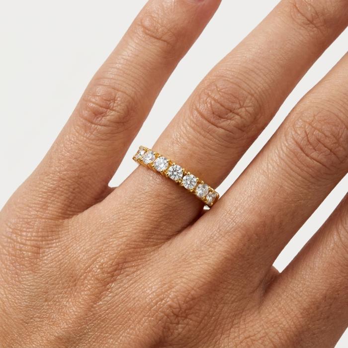 Δαχτυλίδι Σειρέ Μισόβερο με Lab Grown Diamonds από Κίτρινο Χρυσό K14 SKU-87174
