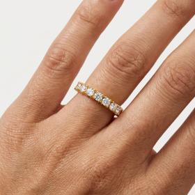 Δαχτυλίδι Σειρέ Μισόβερο με Lab Grown Diamonds από Κίτρινο Χρυσό K14 SKU-87174