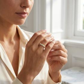 Δαχτυλίδι Σειρέ Μισόβερο με Lab Grown Diamonds από Κίτρινο Χρυσό K14 SKU-87174