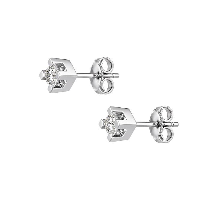 Σκουλαρίκια Μονόπετρα με Lab Grown Diamond σε Λευκόχρυσο K14 SKU-87032