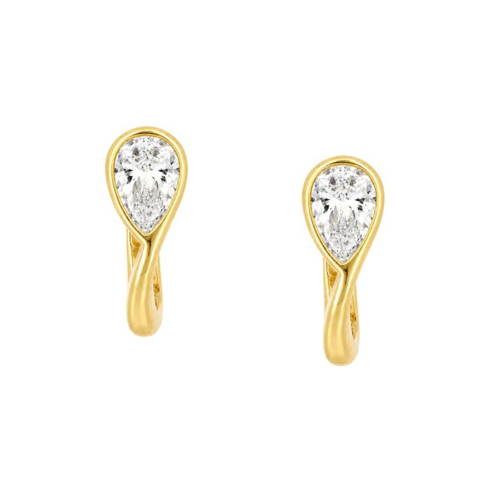 Σκουλαρίκια Κρίκοι Δάκρυ με Lab Grown Diamond  Χρυσός 14Κ SKU-87801