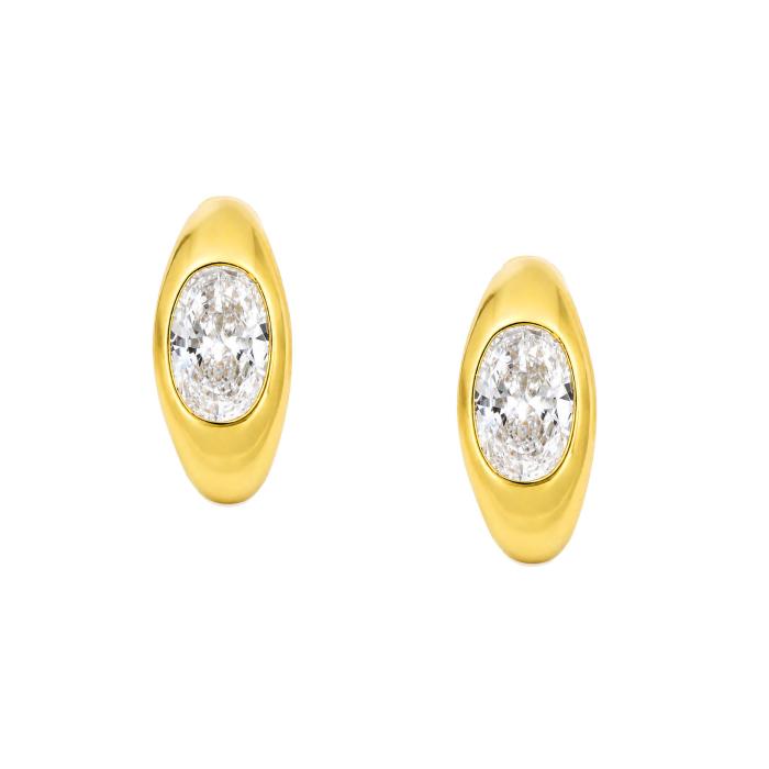 Σκουλαρίκια Μονόπετρα Κρίκοι με Lab Grown Diamond Χρυσός K14 SKU-87814