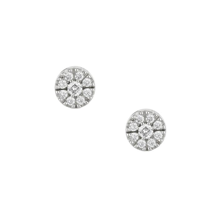 Σκουλαρίκια Καρφωτά Ροζέτα με Διαμάντια σε Λευκόχρυσο K18 SKU-87847