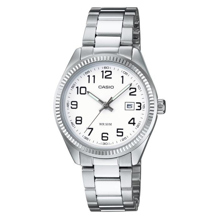 Ρολόι CASIO με Λευκό Καντράν & Ασημί Μπρασελέ SKU-87873