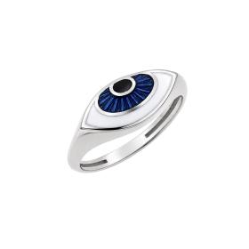 Γυναικείο Δαχτυλίδι Ματάκι Λευκόχρυσος K9 με Σμάλτο SKU-88331