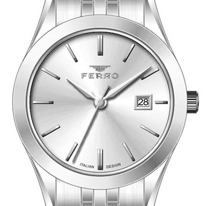 Γυναικείο Ρολόι FERRO με Ασημί Μπρασελέ SKU-88770
