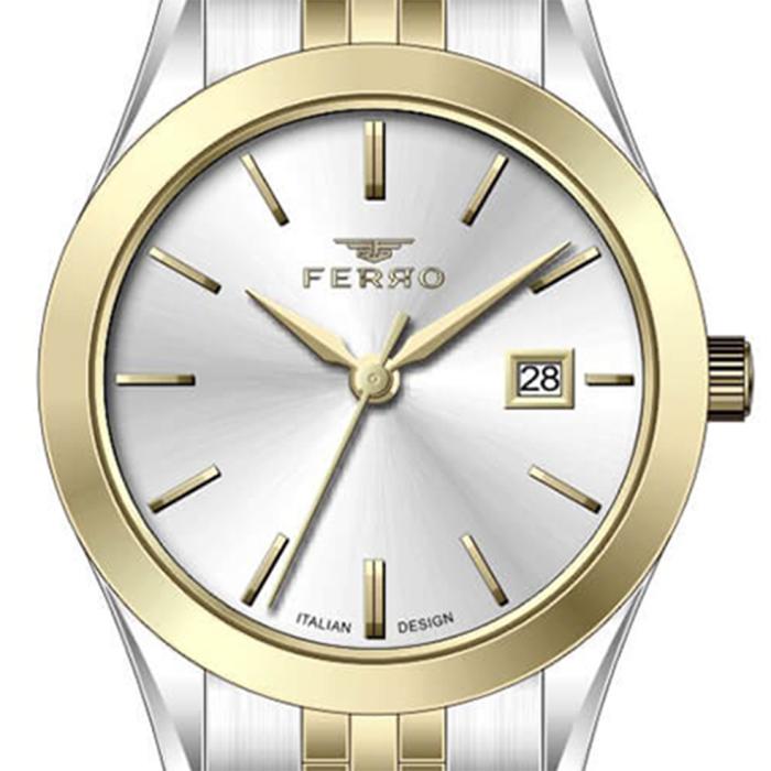 Γυναικείο Ρολόι FERRO με Δίχρωμο Μπρασελέ SKU-88772