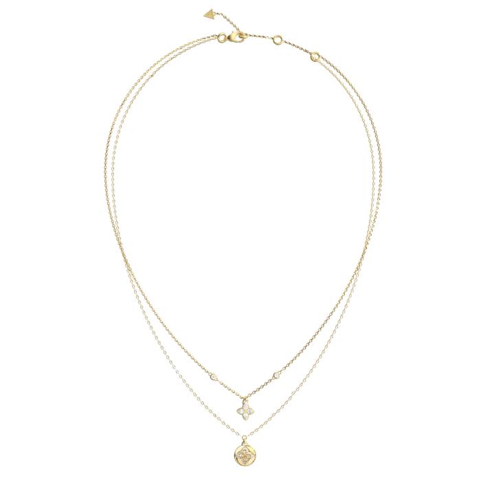 Κολιέ Guess Spinning Bloom από Ανοξείδωτο Ατσάλι με Λευκά Ζιργκόν SKU-88659