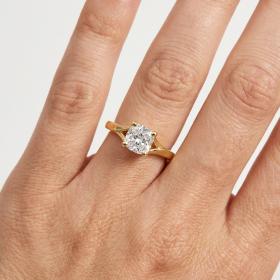 Μονόπετρο Δαχτυλίδι με Lab Grown Diamond σε κοπή Cushion Χρυσός Κ14 SKU-88395