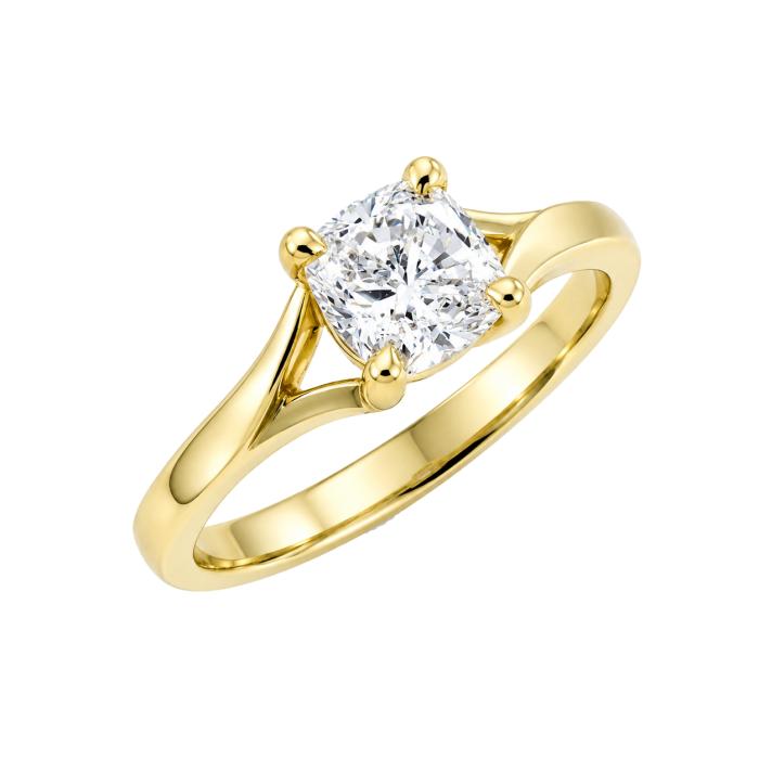 Μονόπετρο Δαχτυλίδι με Lab Grown Diamond σε κοπή Cushion Χρυσός Κ14 SKU-88395