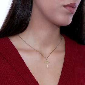 Σταυρός με Διαμάντια Χρυσός K14 SKU-88279
