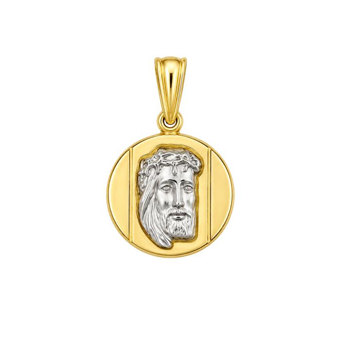 Φυλαχτό Κωνσταντινάτο Ιησούς Λευκόχρυσος & Χρυσός Κ9 SKU-88286