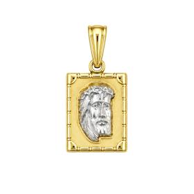 Φυλαχτό Κωνσταντινάτο Ιησούς Λευκόχρυσος & Χρυσός Κ9 SKU-88287