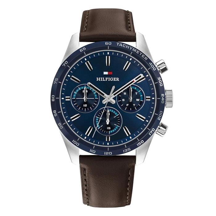 Ανδρικό Ρολόι TOMMY HILFIGER Hampton με Καφέ Λουράκι SKU-89011