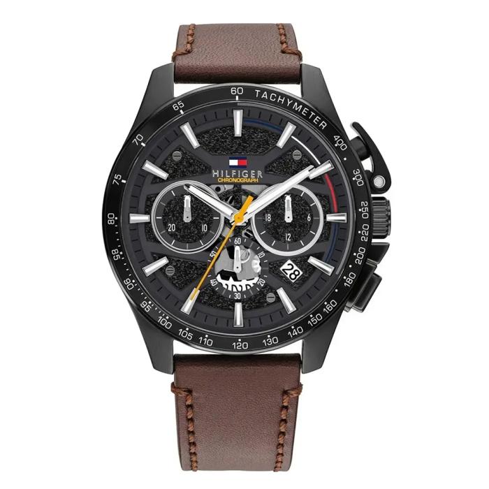 Ανδρικό Ρολόι TOMMY HILFIGER Bank με Καφέ Λουράκι SKU-89012